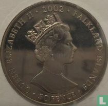 Falklandinseln 50 Pence 2002 (PP - Silber - ungefärbte) "50. Jahrestag der Thronbesteigung von Königin Elisabeth II. - Palastüberflug"