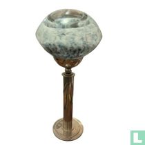 Lantern on a silver-plated base with marbled glass