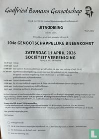 Uitnodiging 104e genootschappelijke bijeenkomst