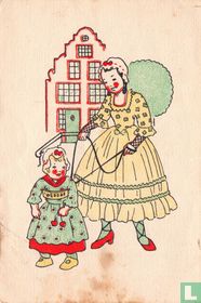Vrouw met meisje aan de lijn