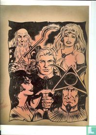 [Zonder titel] (Groepstekening Merlijn, Galaxa, De Rode Ridder, Demoniah en Bahaal)