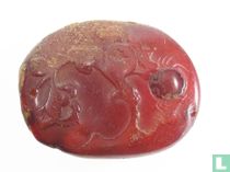 Spider with leafs - Chinese charm / amulet made from amber 