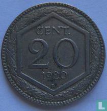 Italie 20 centesimi 1920 (type 2 - tranche lisse)