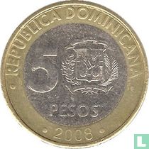 République dominicaine 5 pesos 2008 (type 2)