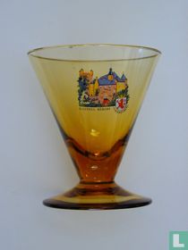 Carnival K6 Fruit juice glass on foot Goudamber Castle Bergh, 's Heerenberg