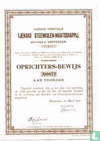 Tjenako Steenkolenmaatschappij, Oprichters-Bewijs, 1898