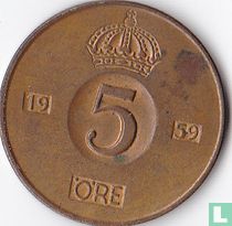 Suède 5 öre 1959